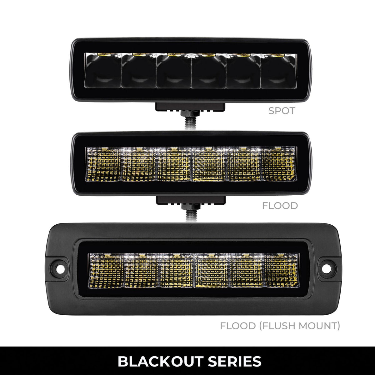 Go Rhino Blackout Series Lights Pair of Sixline LED Spot Light Kit Black Go Rhino