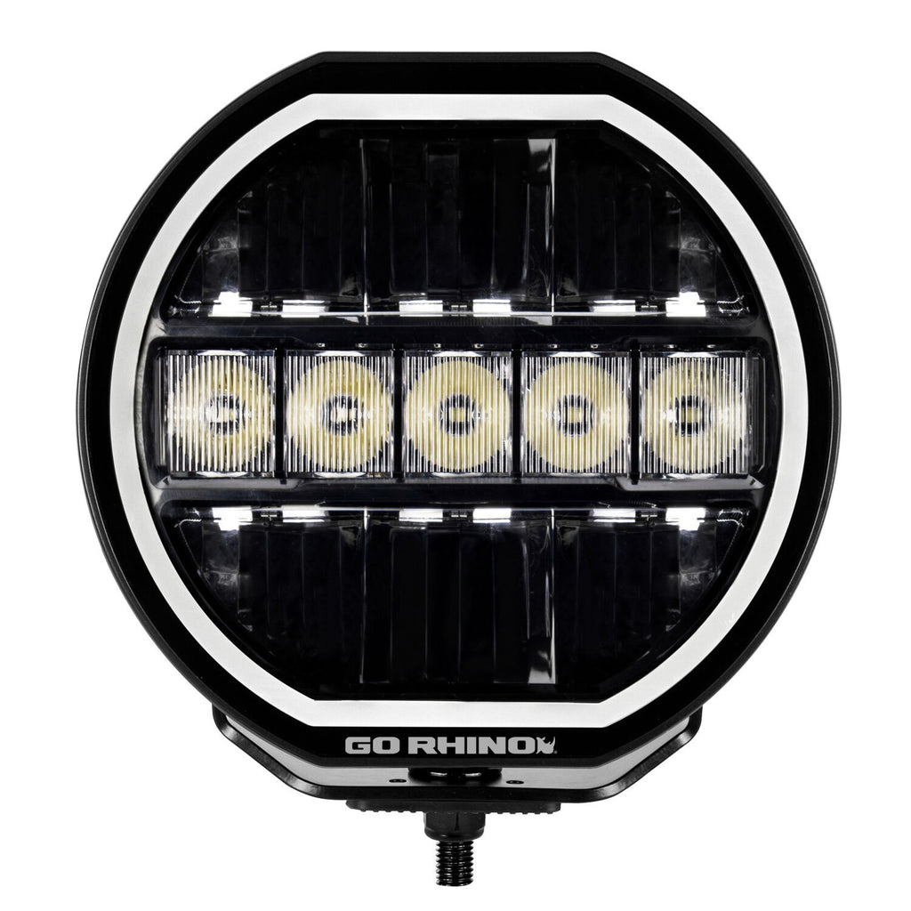 Go Rhino Blackout Series Lights 7 Inch Maxline LED Hi/Low Beam W/Multi Daytime Running Light Black Go Rhino