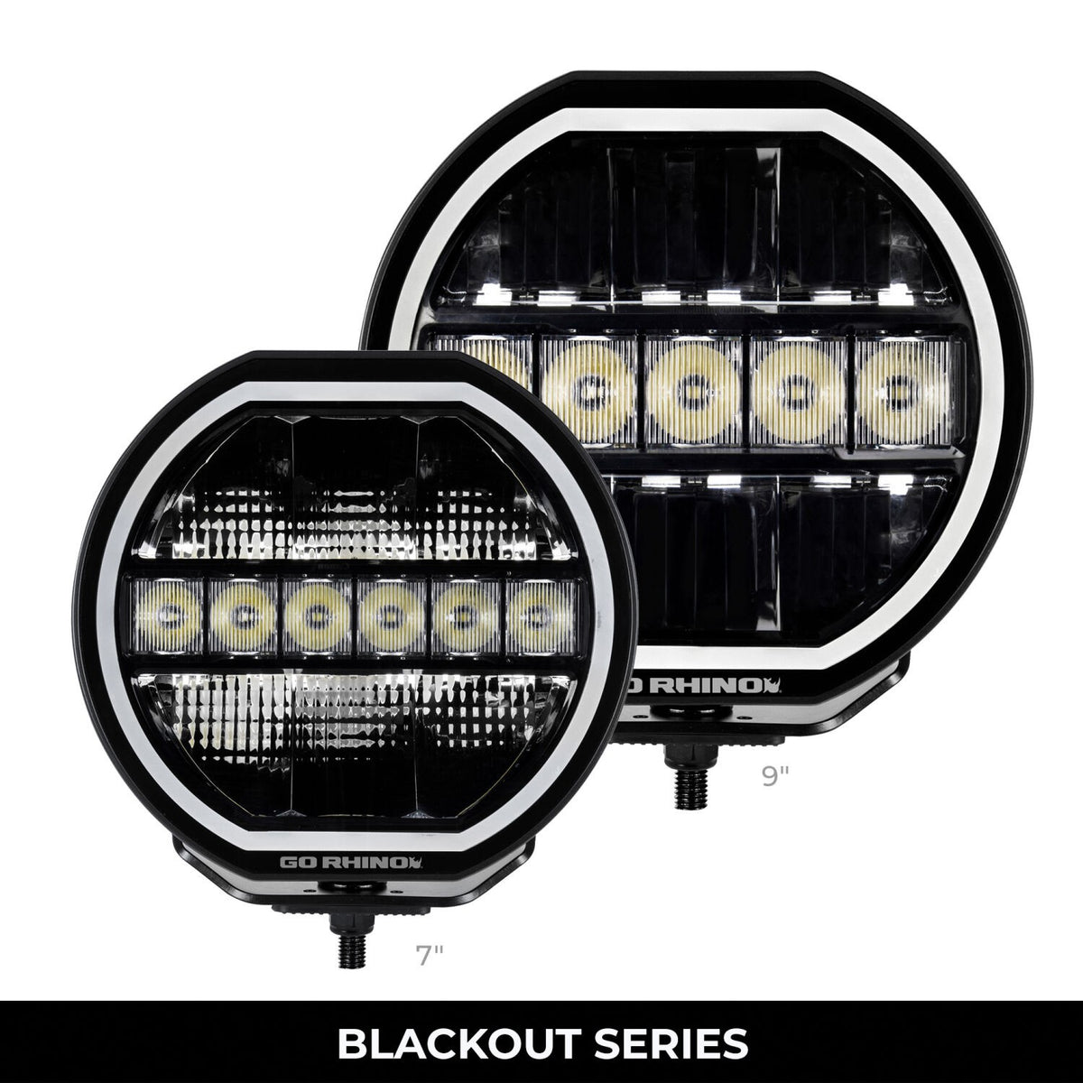 Go Rhino Blackout Series Lights 7 Inch Maxline LED Hi/Low Beam W/Multi Daytime Running Light Black Go Rhino