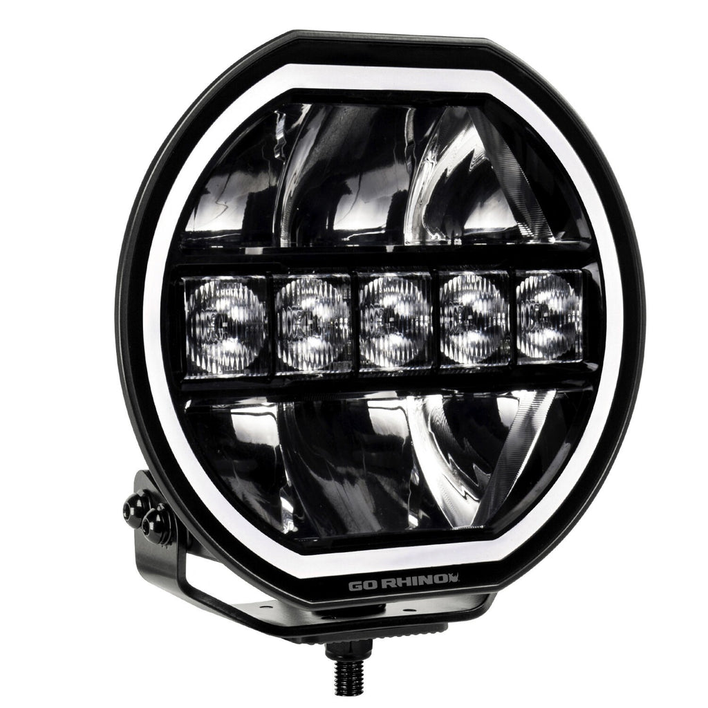 Go Rhino Blackout Series Lights 7 Inch Maxline LED Hi/Low Beam W/Multi Daytime Running Light Black Go Rhino