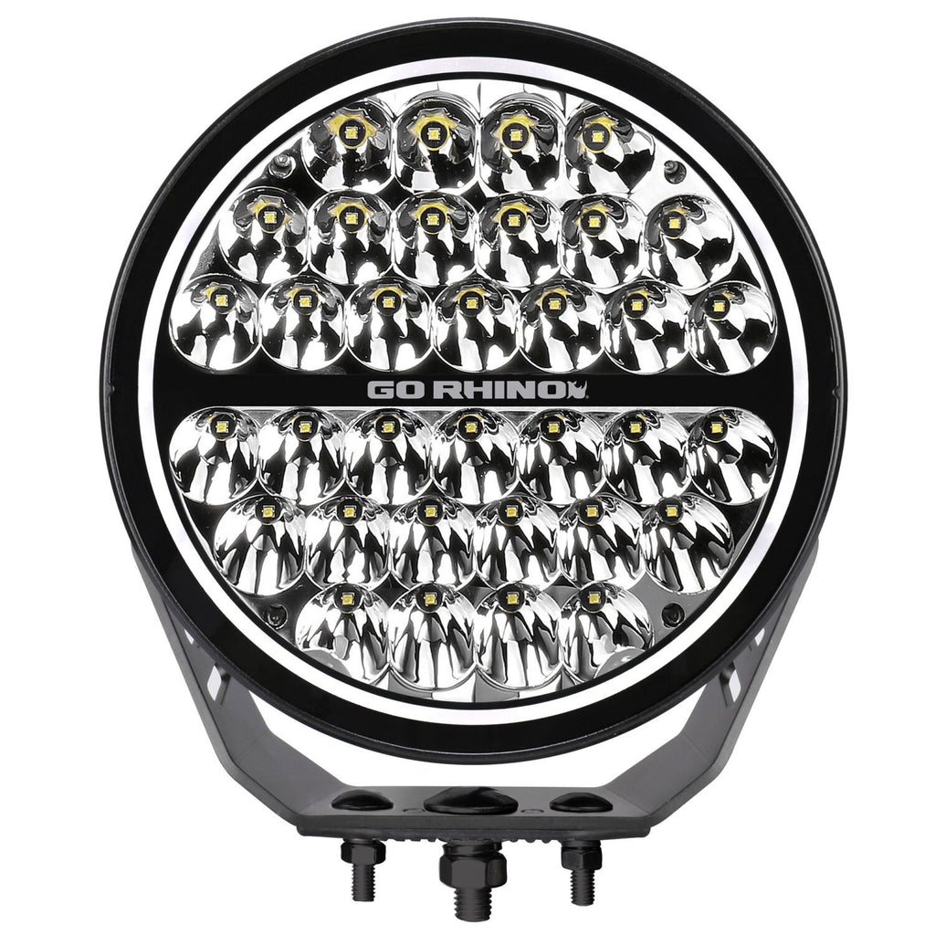 Go Rhino Blackout Series Lights 9 Inch Round Single LED Spot Light Kit W/Daytime Running Lights Black 2026-2026 Chevrolet Suburban 2026-2026 Chevrolet Tahoe Go Rhino