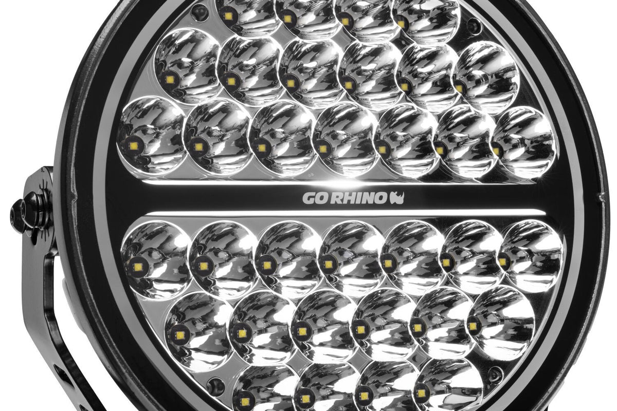 Go Rhino Blackout Series Lights 9 Inch Round Single LED Spot Light Kit W/Daytime Running Lights Black 2026-2026 Chevrolet Suburban 2026-2026 Chevrolet Tahoe Go Rhino