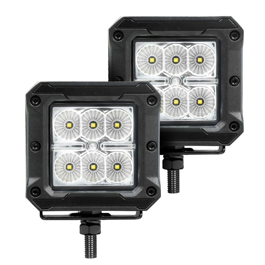Go Rhino Bright Series Lights Pair of 3x3 Cube LED Flood Light Kit Black Go Rhino