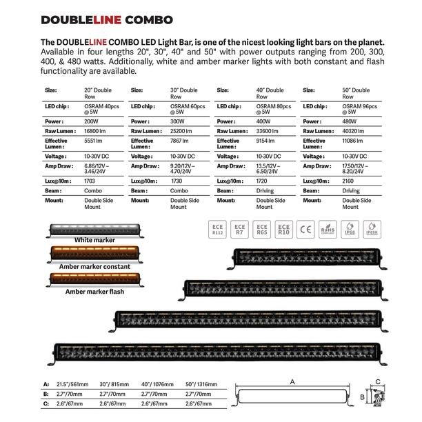 Go Rhino Blackout Combo Series Lights 42 Inch Double Row LED Light Bar With Amber Lighting Black Go Rhino