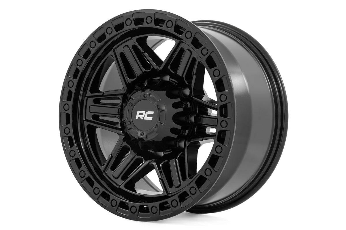 76 Series Wheel Simulated Bead Lock Gloss Black 17x9 Rough Country
