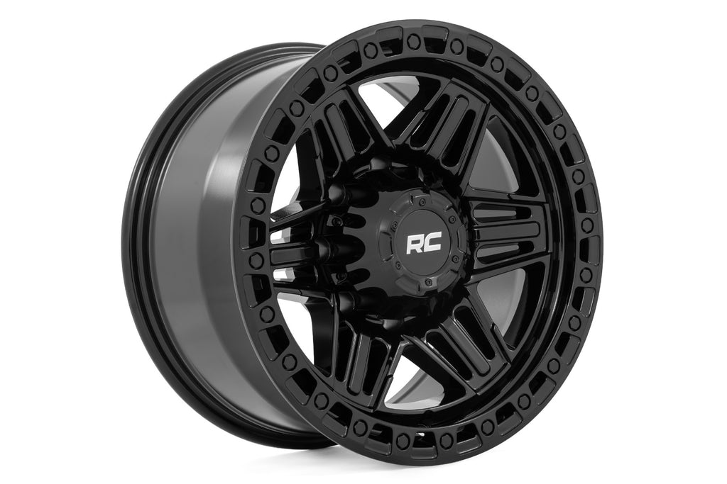 76 Series Wheel Simulated Bead Lock Gloss Black 17x9 Rough Country