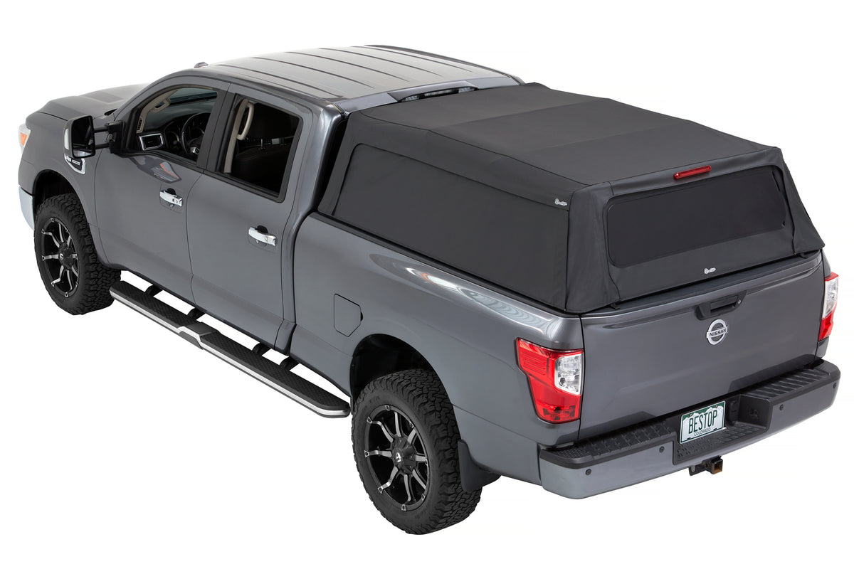 Supertop Truck Bed Cap 2 For Nissan 2004-2024 Titan Black Diamond PVC Coated Sailcloth No Drill Bestop