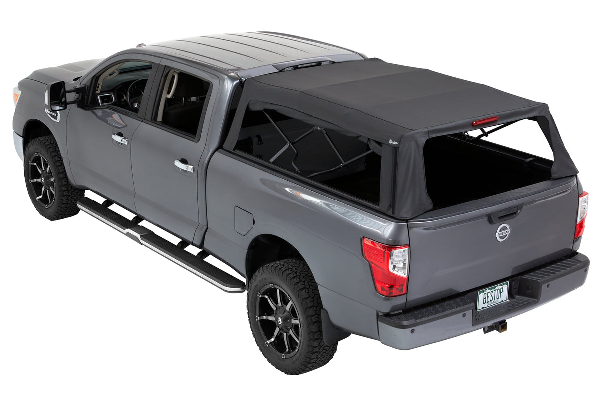 Supertop Truck Bed Cap 2 For Nissan 2004-2024 Titan Black Diamond PVC Coated Sailcloth No Drill Bestop