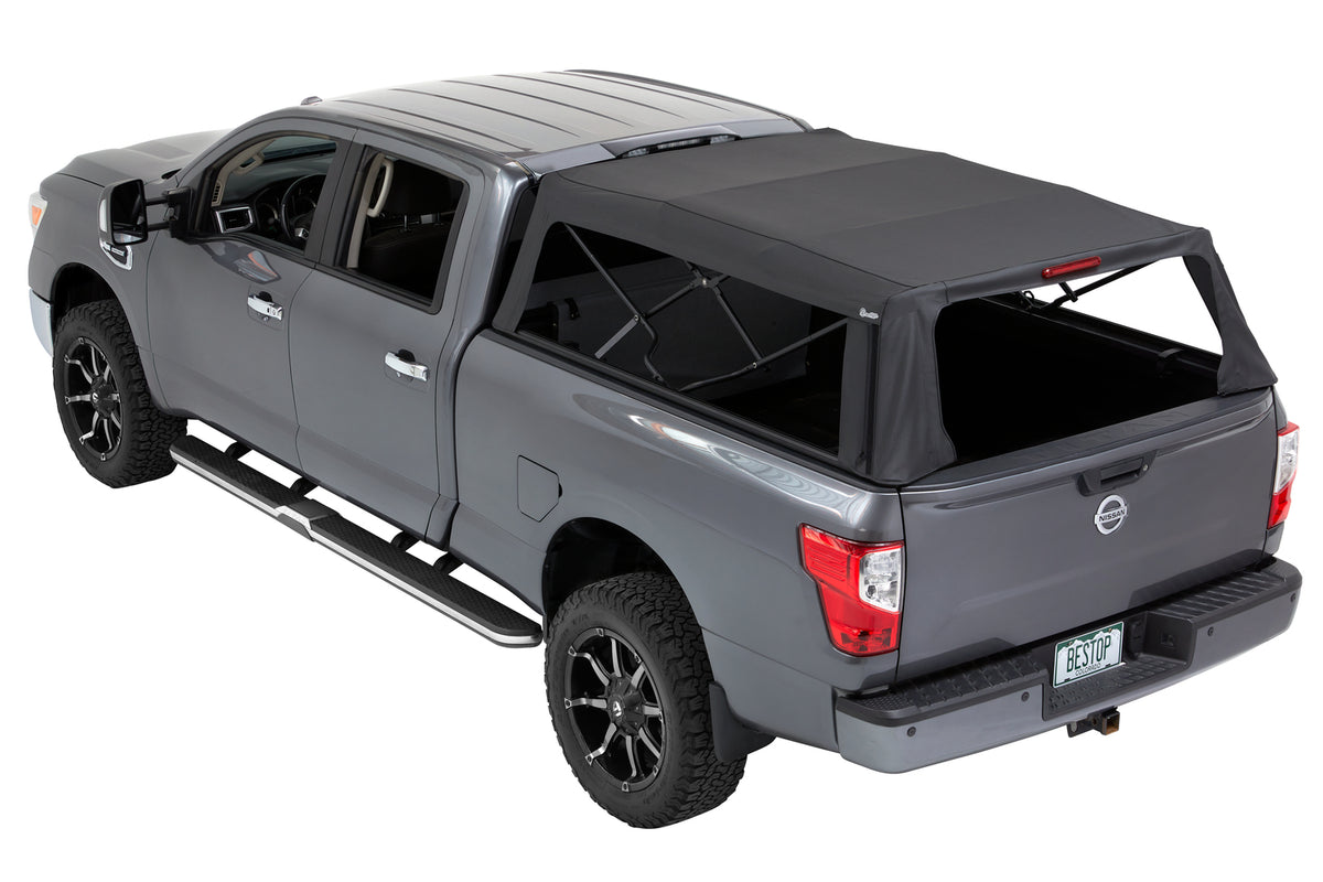 Supertop Truck Bed Cap 2 For Nissan 2004-2024 Titan Black Diamond PVC Coated Sailcloth No Drill Bestop
