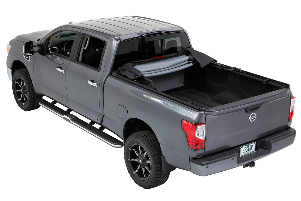 Supertop Truck Bed Cap 2 For Nissan 2004-2024 Titan Black Diamond PVC Coated Sailcloth No Drill Bestop