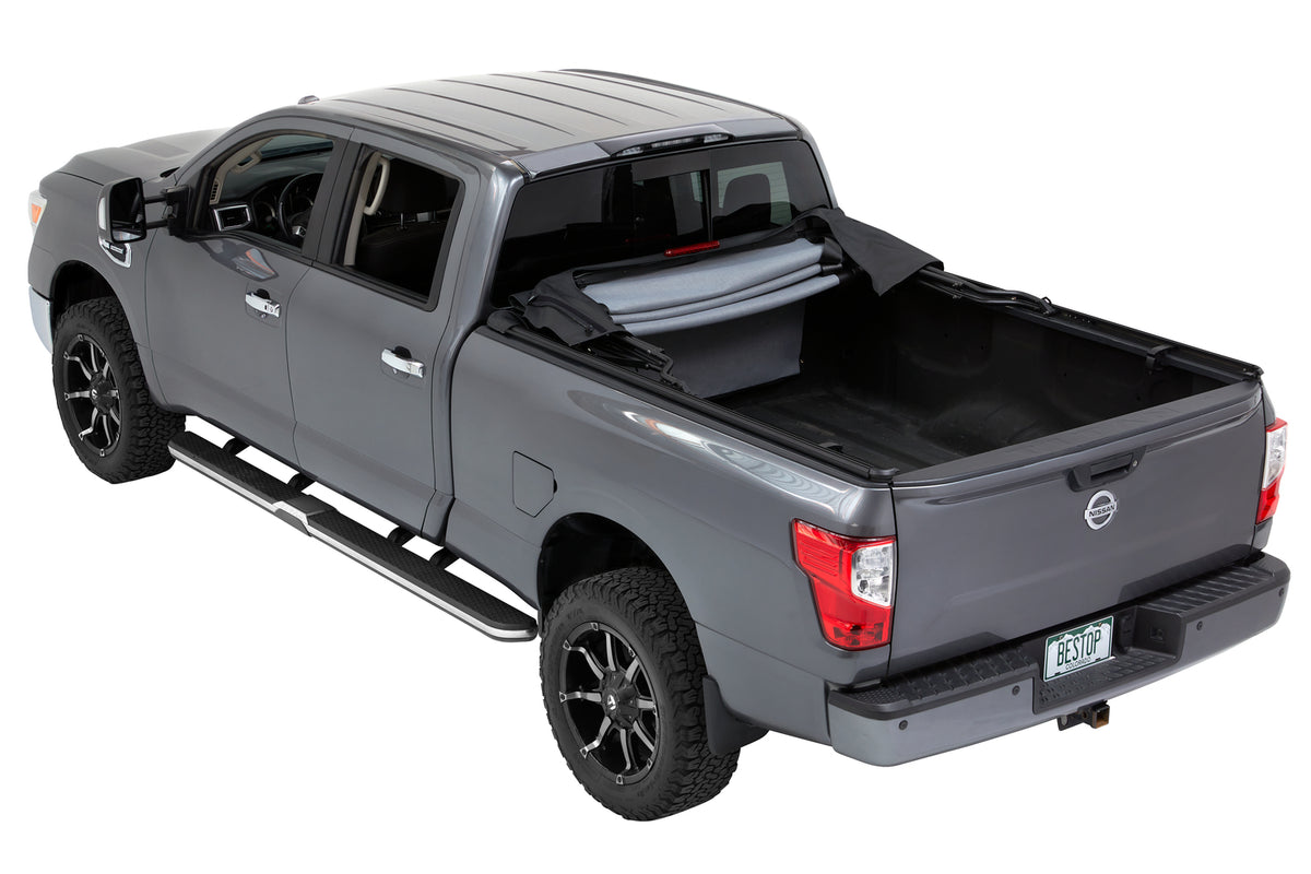 Supertop Truck Bed Cap 2 For Nissan 2004-2024 Titan Black Diamond PVC Coated Sailcloth No Drill Bestop