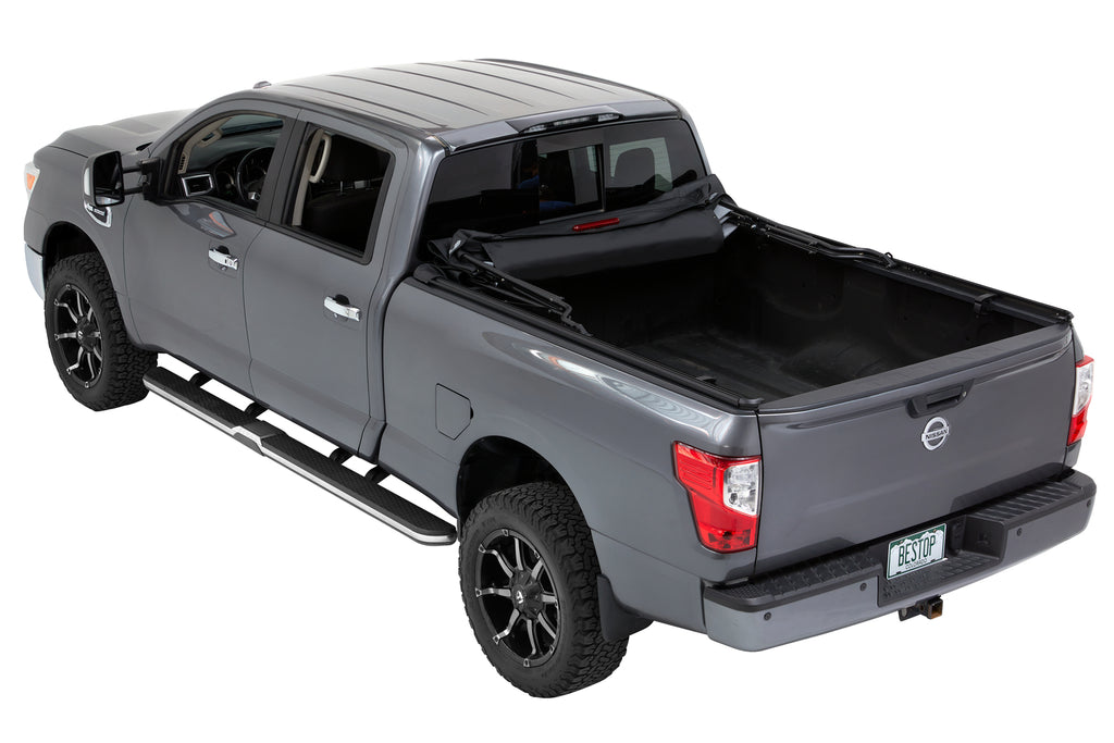 Supertop Truck Bed Cap 2 For Nissan 2004-2024 Titan Black Diamond PVC Coated Sailcloth No Drill Bestop