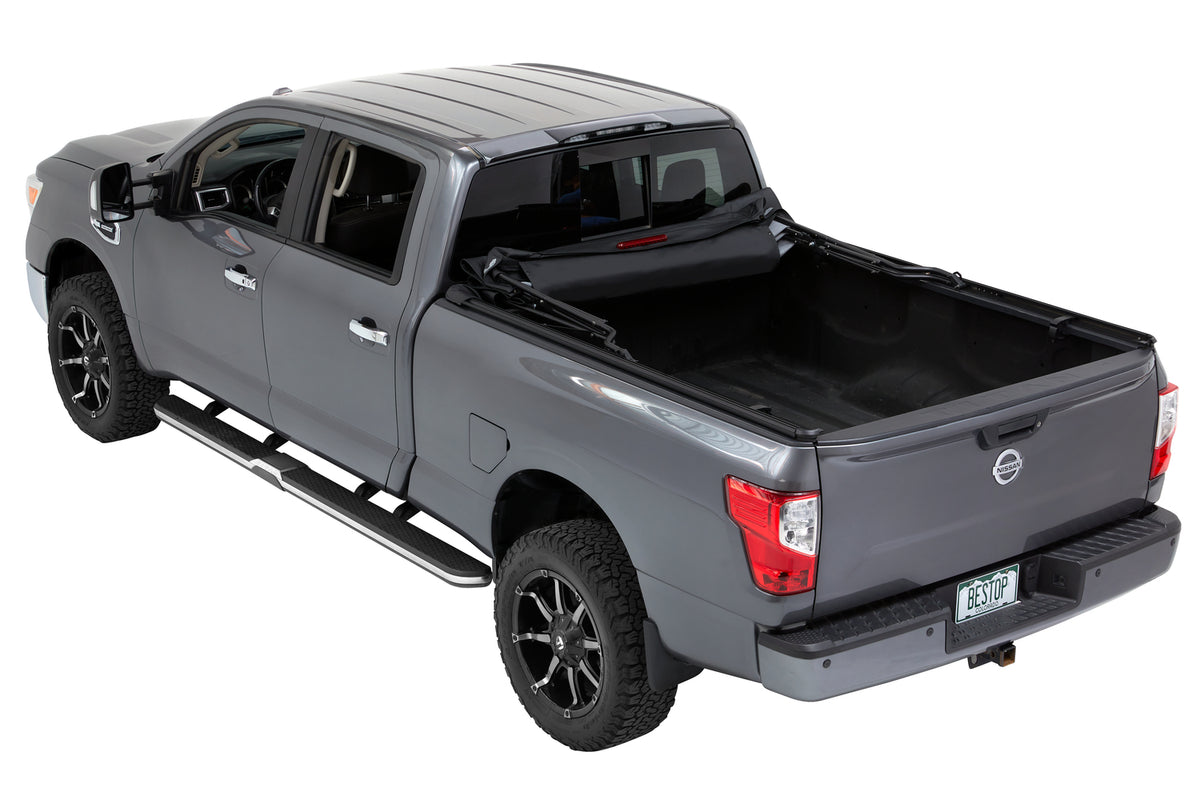 Supertop Truck Bed Cap 2 For Nissan 2004-2024 Titan Black Diamond PVC Coated Sailcloth No Drill Bestop