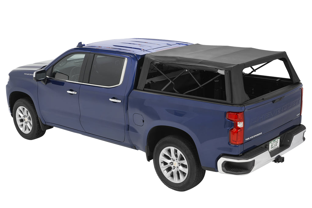 Supertop Truck Bed Cap 2 For Chevy/GMC 2019-2024 Silverado/Sierra 1500 Exc.19 Classic Black Diamond PVC Coated Sailcloth No Drill Bestop