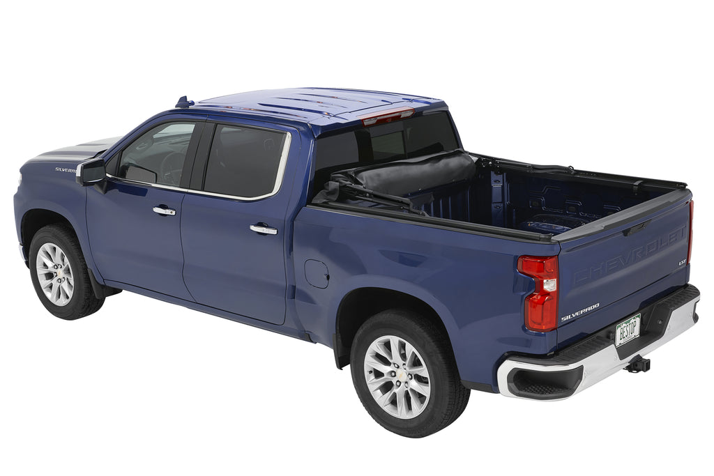 Supertop Truck Bed Cap 2 For Chevy/GMC 2019-2024 Silverado/Sierra 1500 Exc.19 Classic Black Diamond PVC Coated Sailcloth No Drill Bestop