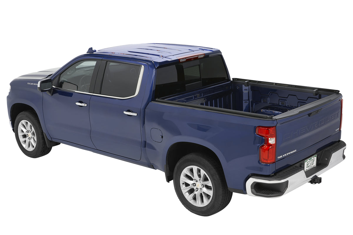 Supertop Truck Bed Cap 2 For Chevy/GMC 2019-2024 Silverado/Sierra 1500 Exc.19 Classic Black Diamond PVC Coated Sailcloth No Drill Bestop