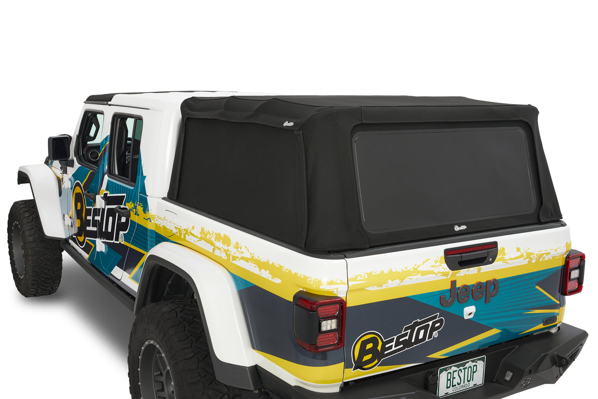 Supertop Truck Bed Cap 2 For Jeep 2020-2024 Gladiator 5.0 Foot Black Diamond PVC Coated Sailcloth No Drill Bestop
