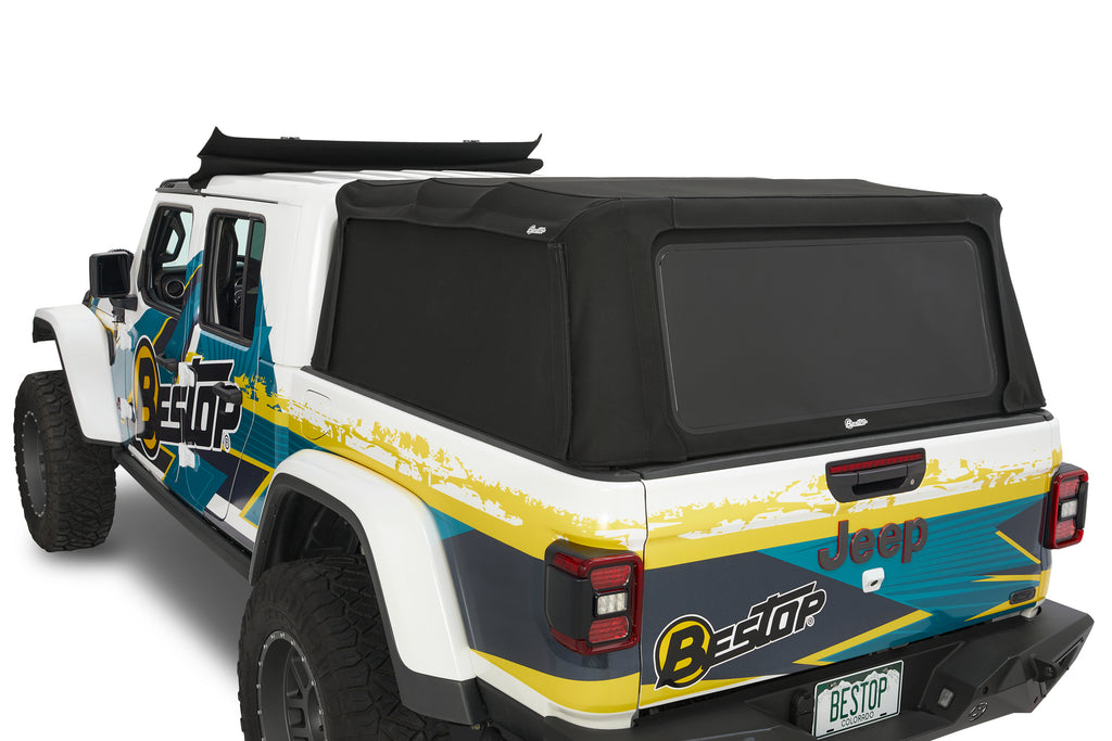 Supertop Truck Bed Cap 2 For Jeep 2020-2024 Gladiator 5.0 Foot Black Diamond PVC Coated Sailcloth No Drill Bestop
