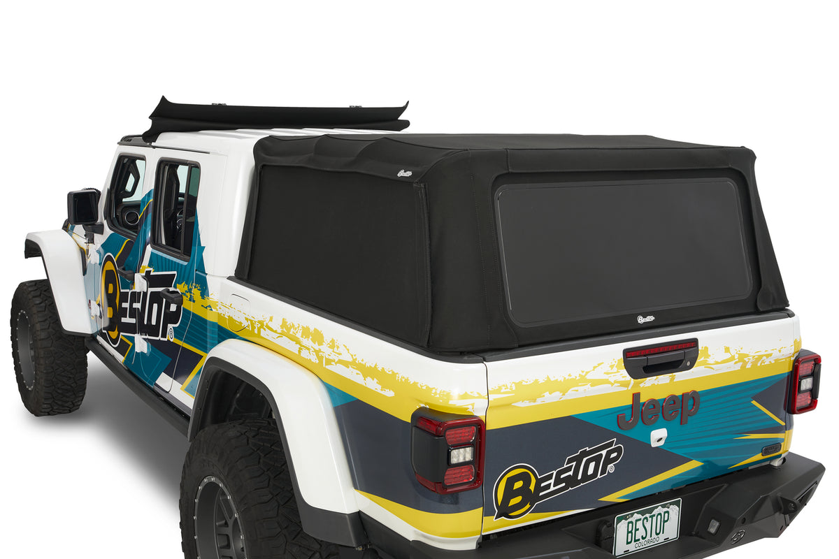 Supertop Truck Bed Cap 2 For Jeep 2020-2024 Gladiator 5.0 Foot Black Diamond PVC Coated Sailcloth No Drill Bestop