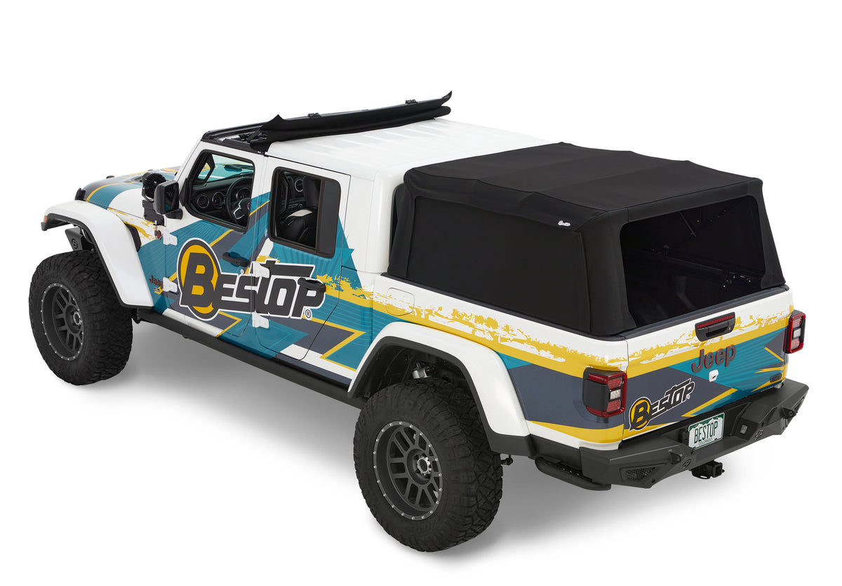 Supertop Truck Bed Cap 2 For Jeep 2020-2024 Gladiator 5.0 Foot Black Diamond PVC Coated Sailcloth No Drill Bestop