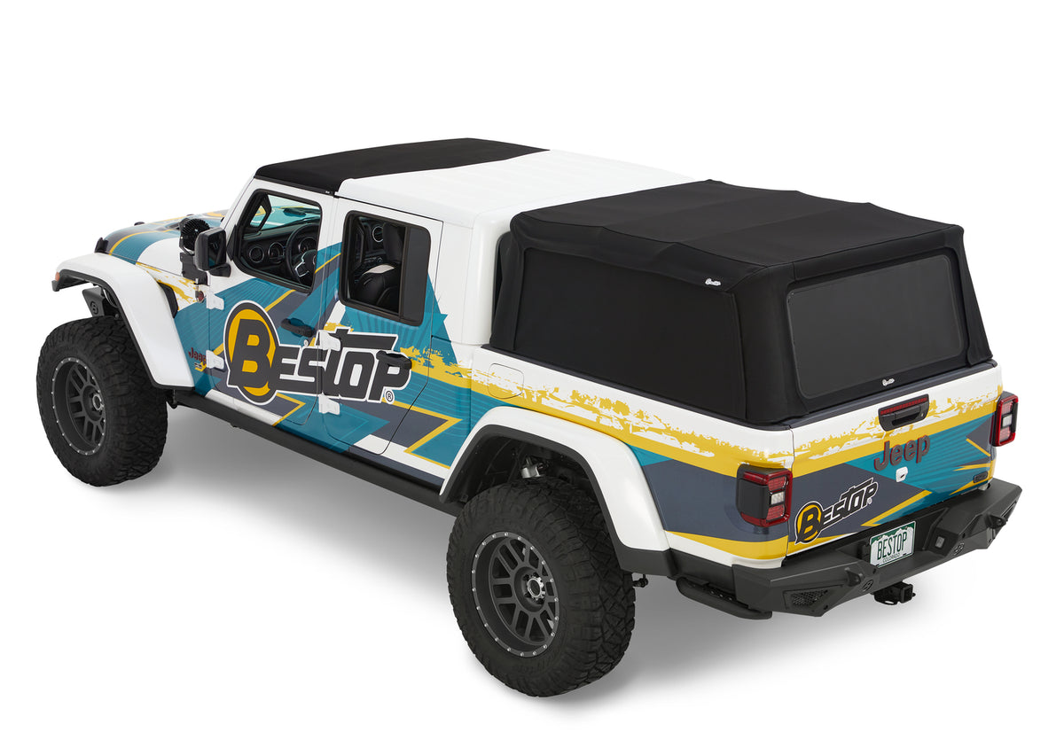 Supertop Truck Bed Cap 2 For Jeep 2020-2024 Gladiator 5.0 Foot Black Diamond PVC Coated Sailcloth No Drill Bestop