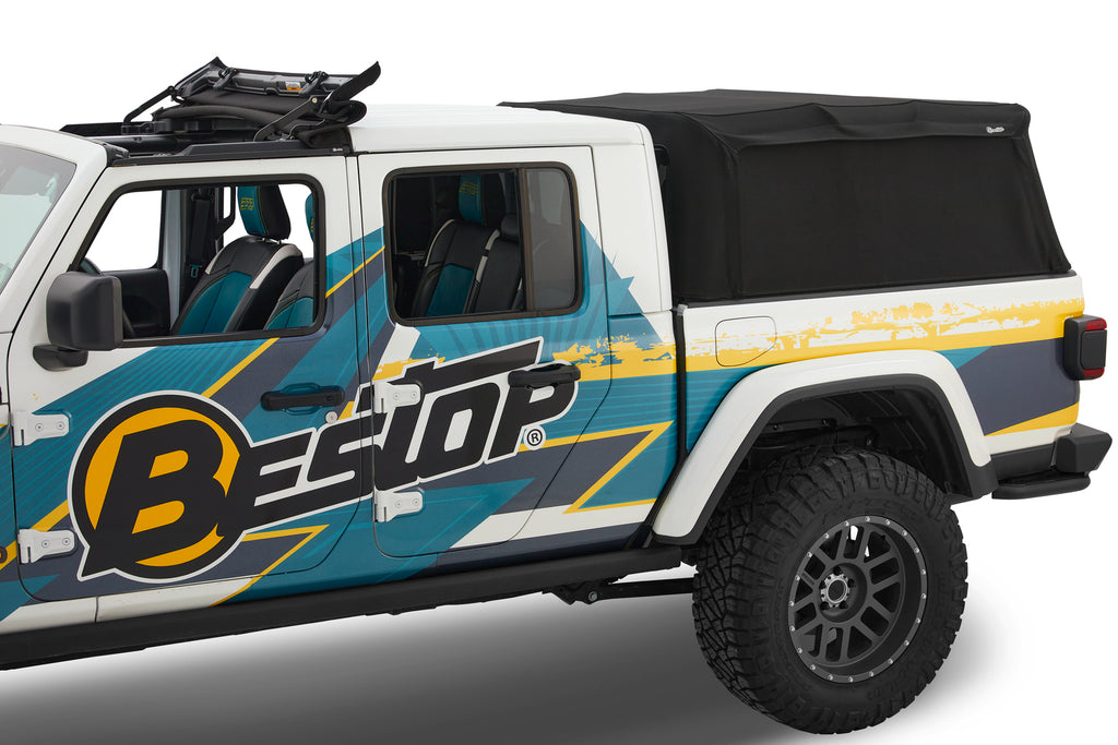 Supertop Truck Bed Cap 2 For Jeep 2020-2024 Gladiator 5.0 Foot Black Diamond PVC Coated Sailcloth No Drill Bestop