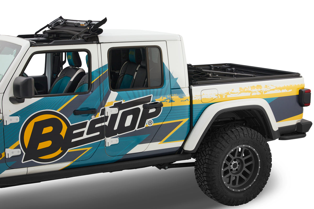 Supertop Truck Bed Cap 2 For Jeep 2020-2024 Gladiator 5.0 Foot Black Diamond PVC Coated Sailcloth No Drill Bestop