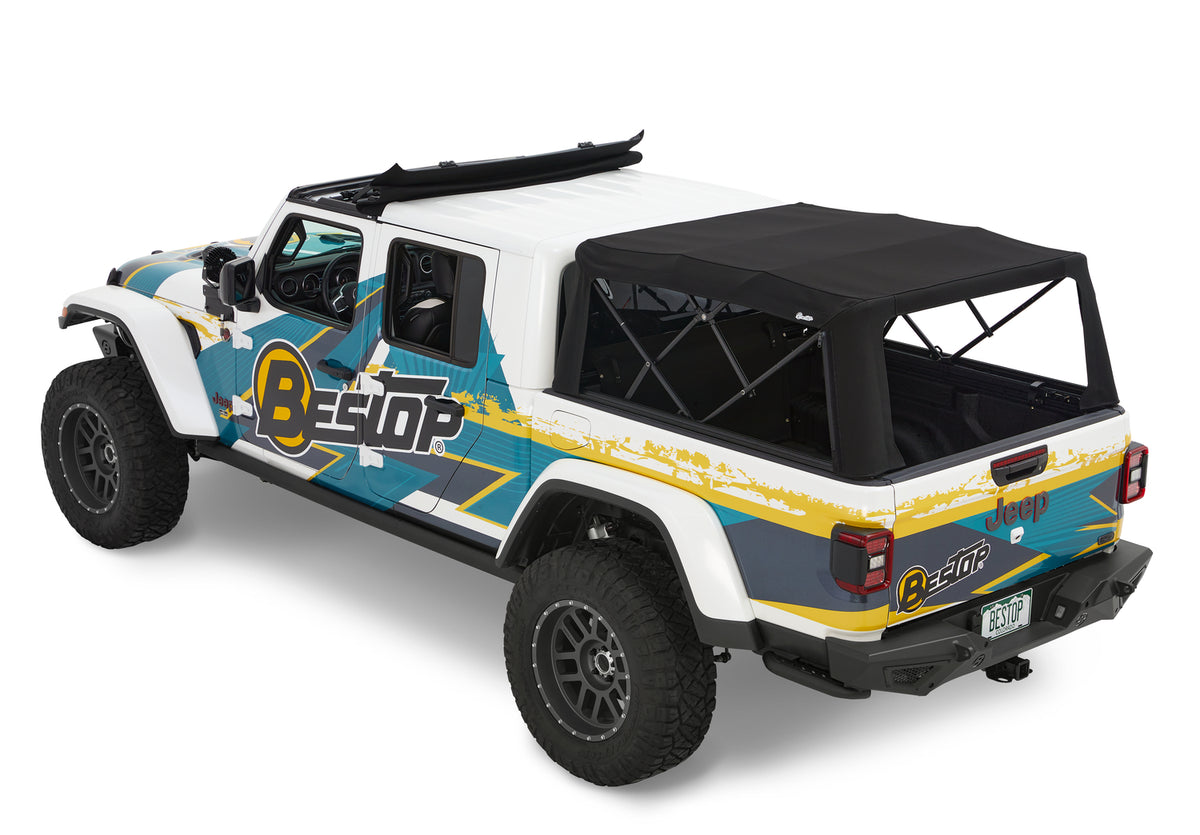 Supertop Truck Bed Cap 2 For Jeep 2020-2024 Gladiator 5.0 Foot Black Diamond PVC Coated Sailcloth No Drill Bestop