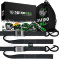 Rhino USA Cambuckle Motorcycle Tiedown Straps 2-Pack (Green) 1.5In X 8Ft