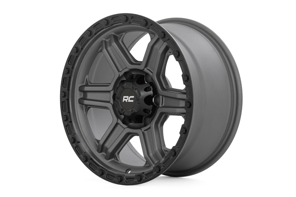79 Series Wheel One-Piece Gunmetal Gray w/Black Ring 17x8.5 6x5.5 0mm Rough Country