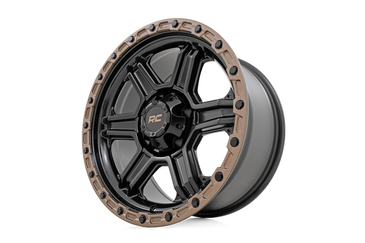 79 Series Wheel One-Piece Semi Gloss Black w/Bronze Ring 17x8.5 Rough Country