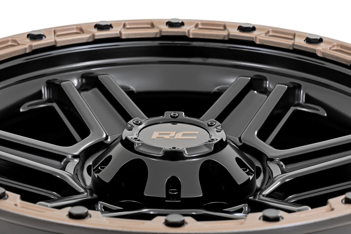79 Series Wheel One-Piece Semi Gloss Black w/Bronze Ring 17x8.5 Rough Country