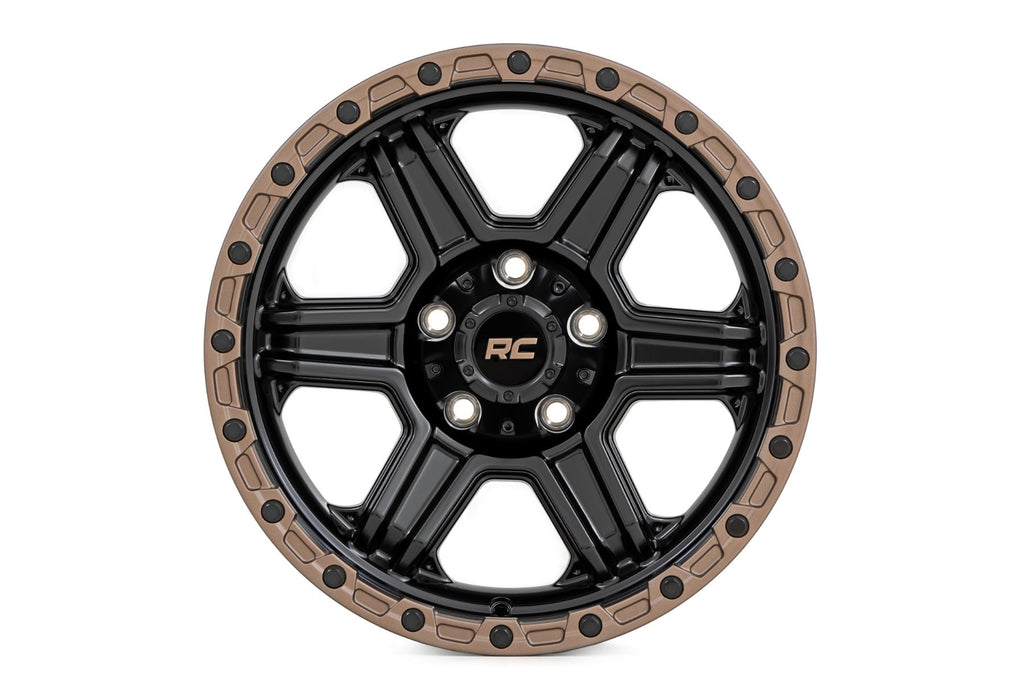 79 Series Wheel One-Piece Semi Gloss Black w/Bronze Ring 17x8.5 Rough Country
