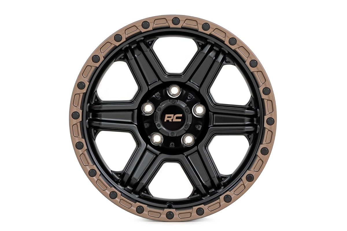 79 Series Wheel One-Piece Semi Gloss Black w/Bronze Ring 17x8.5 Rough Country