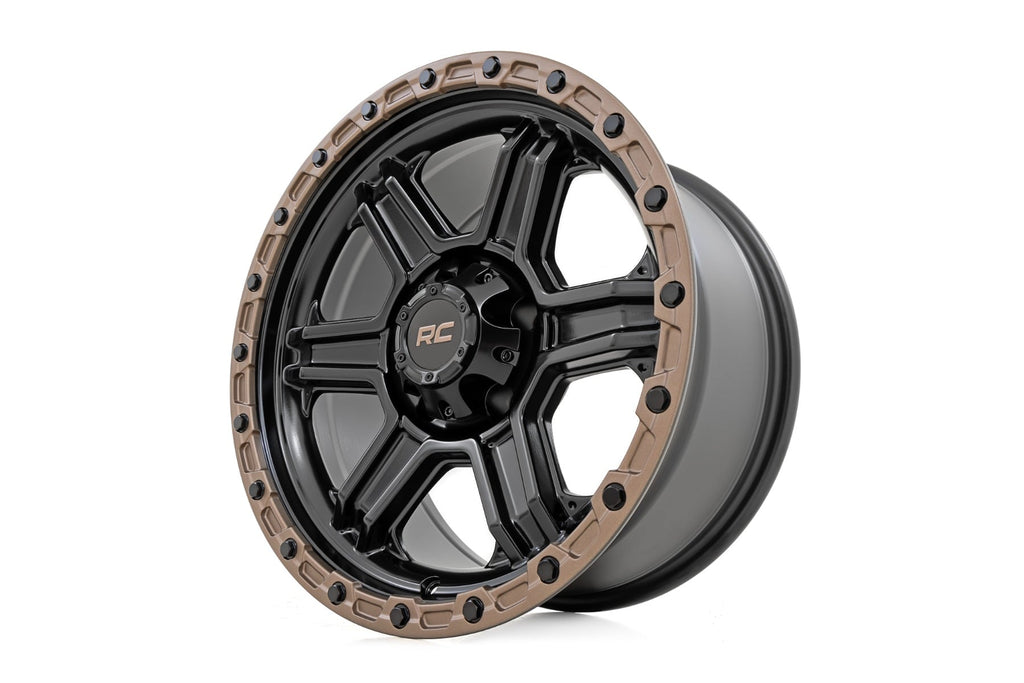 79 Series Wheel One-Piece Semi Gloss Black w/Bronze Ring 17x8.5 Rough Country