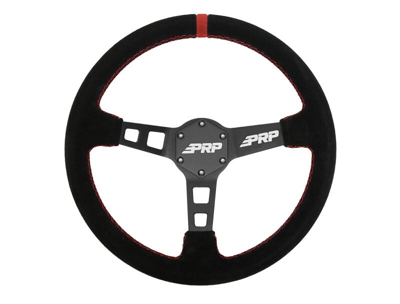 PRP Deep Dish Suede Steering Wheel - Red
