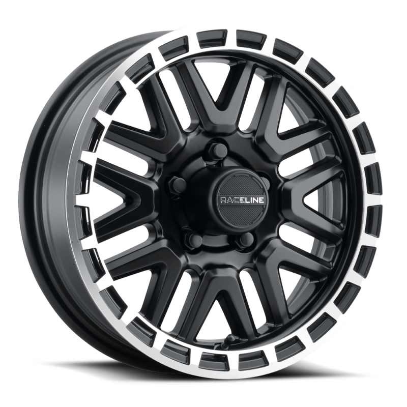 Raceline 953BM Krank 16x6in / 6x139.7 BP / 0mm Offset / 4.25mm Bore - Black & Machined Wheel