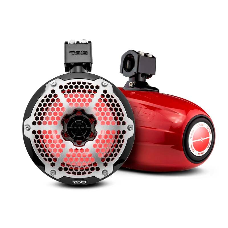 DS18 Marine And Powersports Towers 8in 1in Driver 180 Watts RMS RGB LED Lights Black