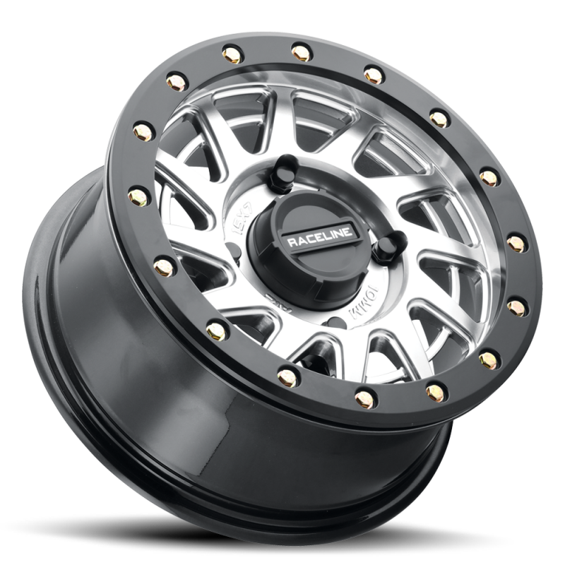 Raceline A12SB Squad 15x7in/4x156 BP/38mm Offset/132.5mm Bore - Silver & Black Ring Beadlock Wheel