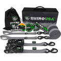 Rhino USA Heavy Duty Ratchet Tie-Downs 2-Pack (Gray) 1.6In X 8Ft