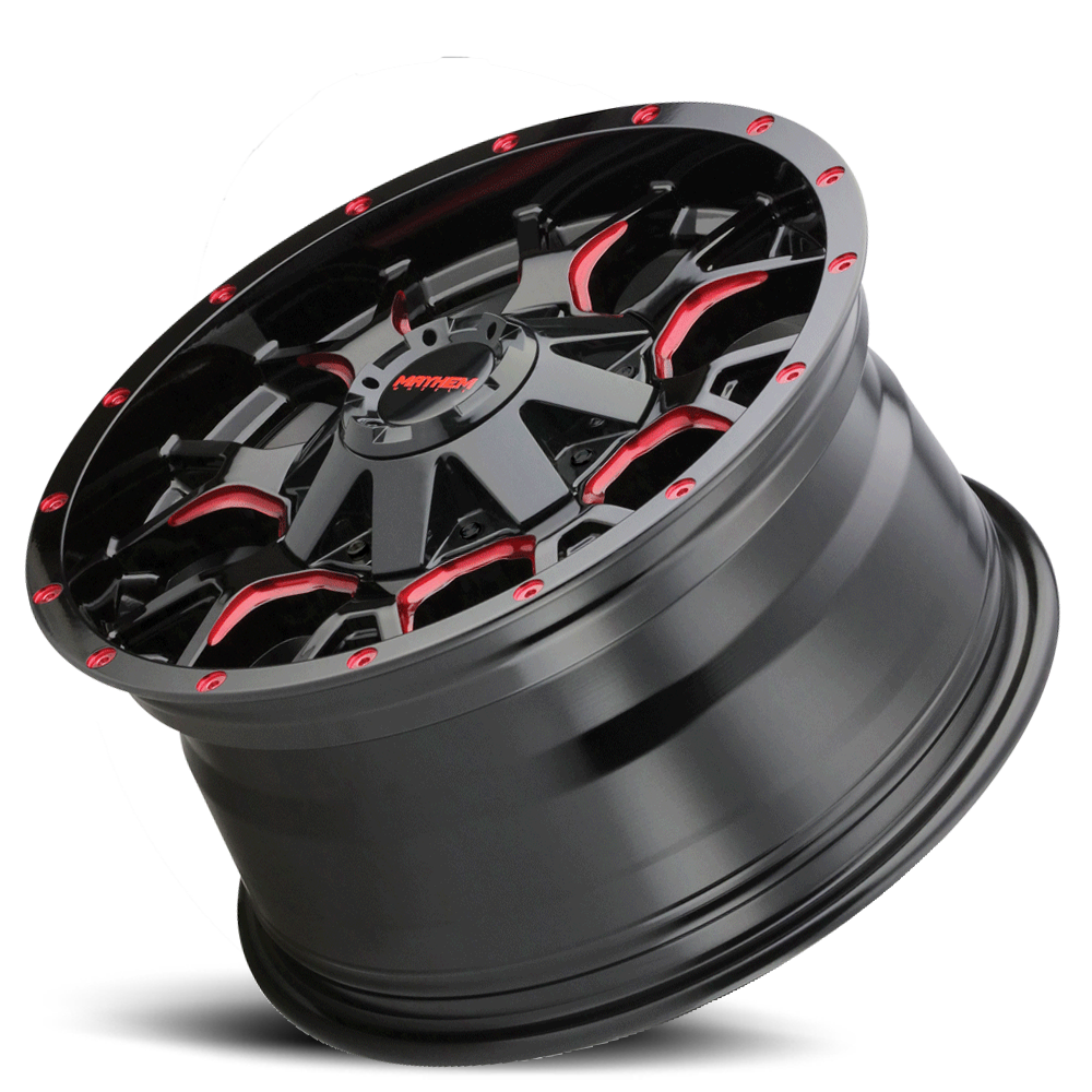 Mayhem Offroad Wheels Warrior 8015 RD 20x10 Prism Red Black Cast Aluminum