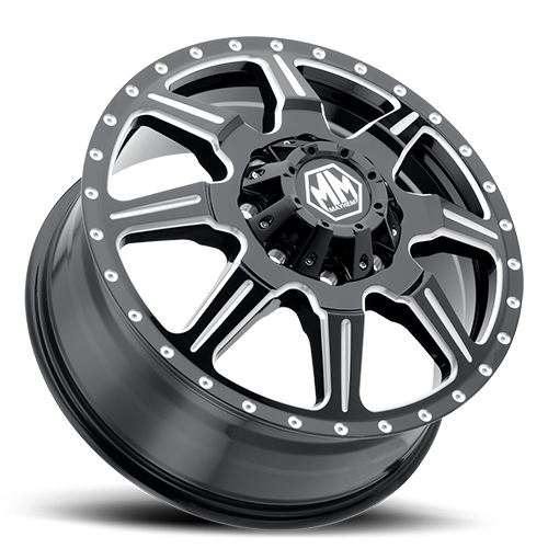 Mayhem Dually Wheels Monstir Dually 8101 GB-M 22x8.25 Front Dually Milled Spokes Black Cast Aluminum