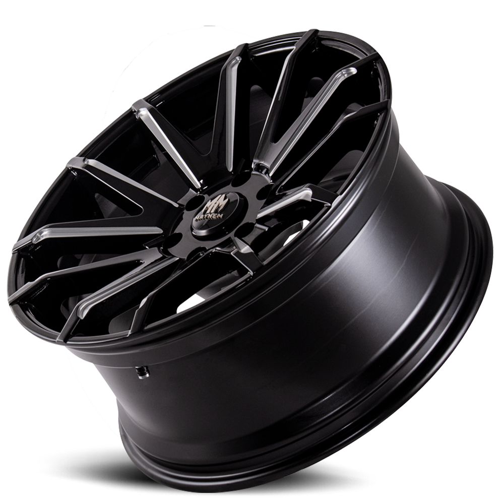 Mayhem Luxury Wheels Crossfire 8109 22x9.5 Milled Spokes Gloss Black Cast Aluminum