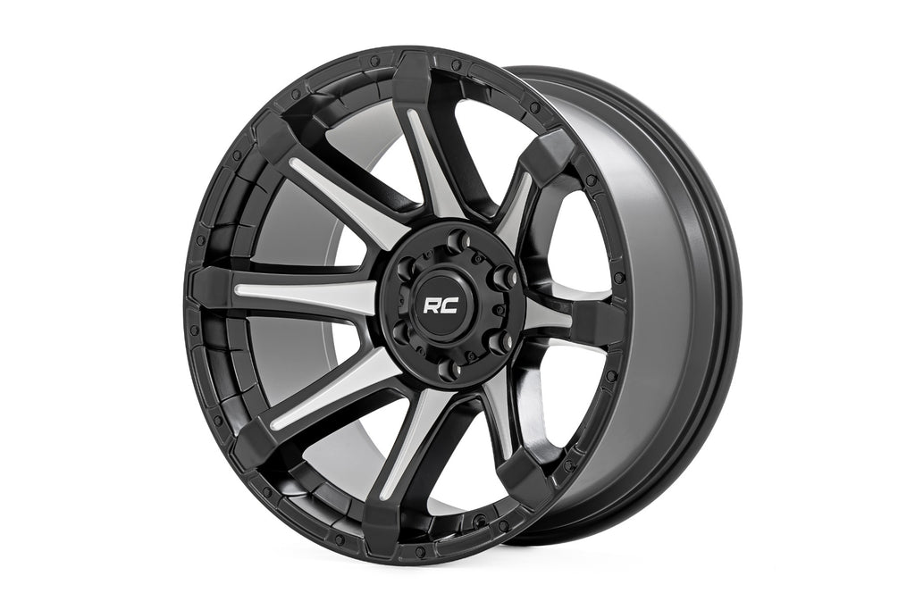 81 Series Wheel One-Piece Semi Gloss Black w/machined spokes 20x10 Rough Country
