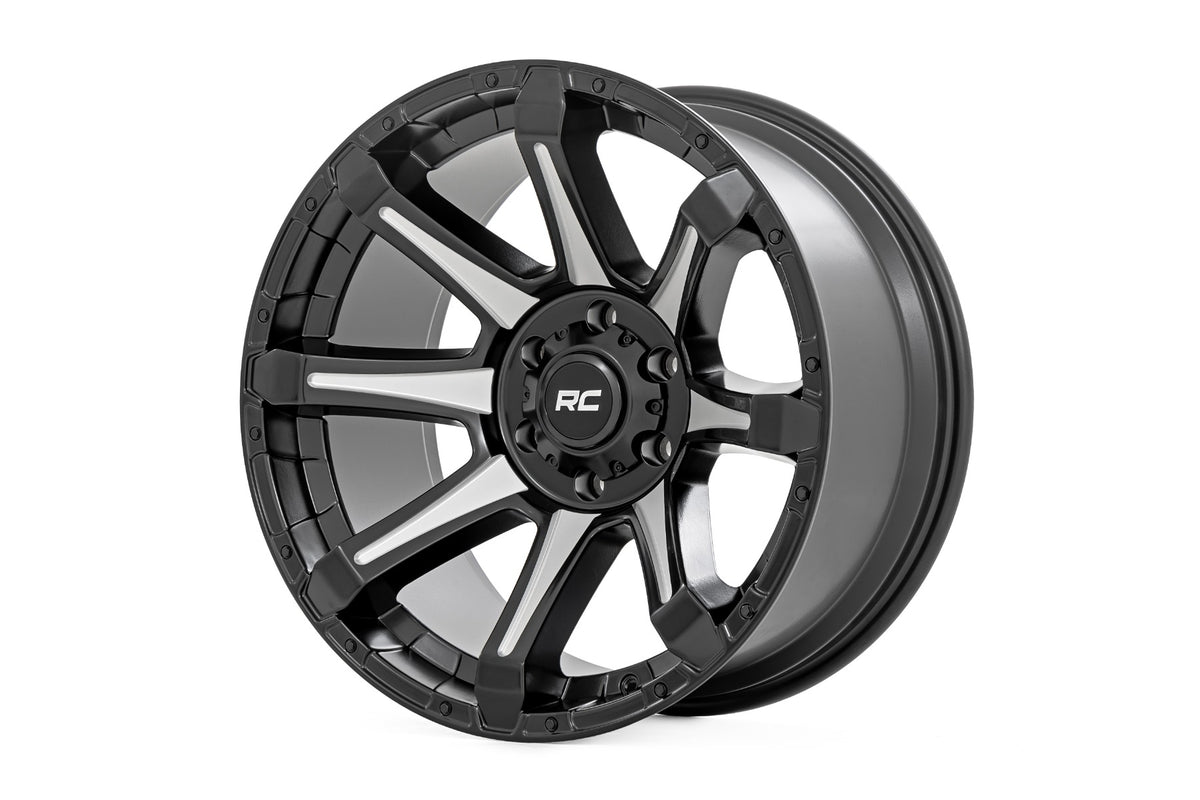 81 Series Wheel One-Piece Semi Gloss Black w/machined spokes 20x10 Rough Country