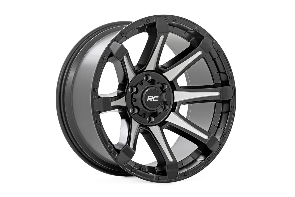 81 Series Wheel One-Piece Semi Gloss Black w/machined spokes 20x10 Rough Country