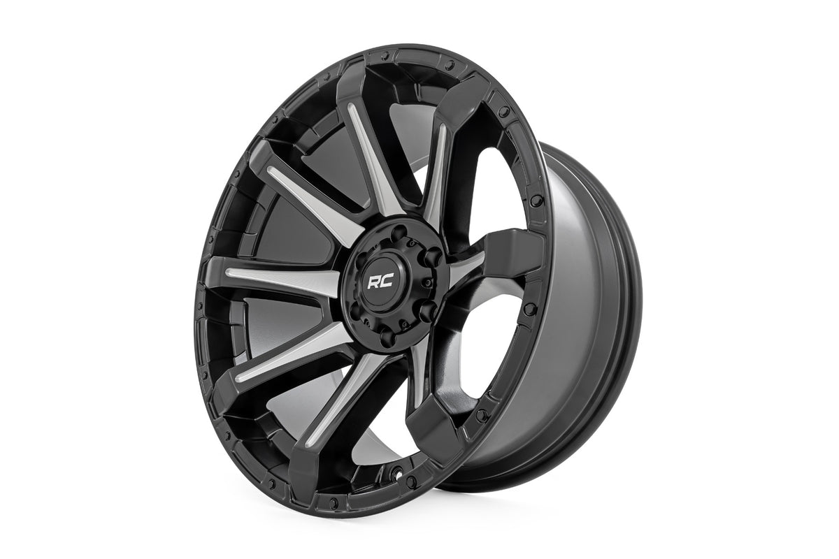 81 Series Wheel One-Piece Semi Gloss Black w/machined spokes 20x10 Rough Country