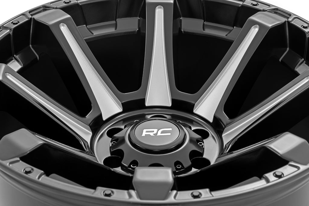 81 Series Wheel One-Piece Semi Gloss Black w/machined spokes 20x10 Rough Country