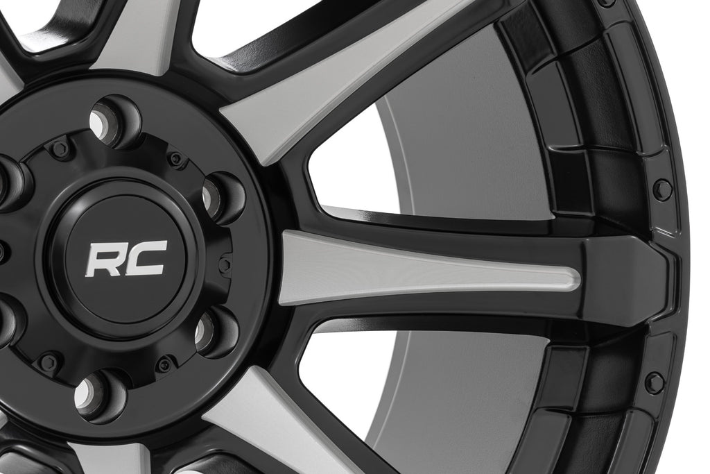 81 Series Wheel One-Piece Semi Gloss Black w/machined spokes 20x10 Rough Country