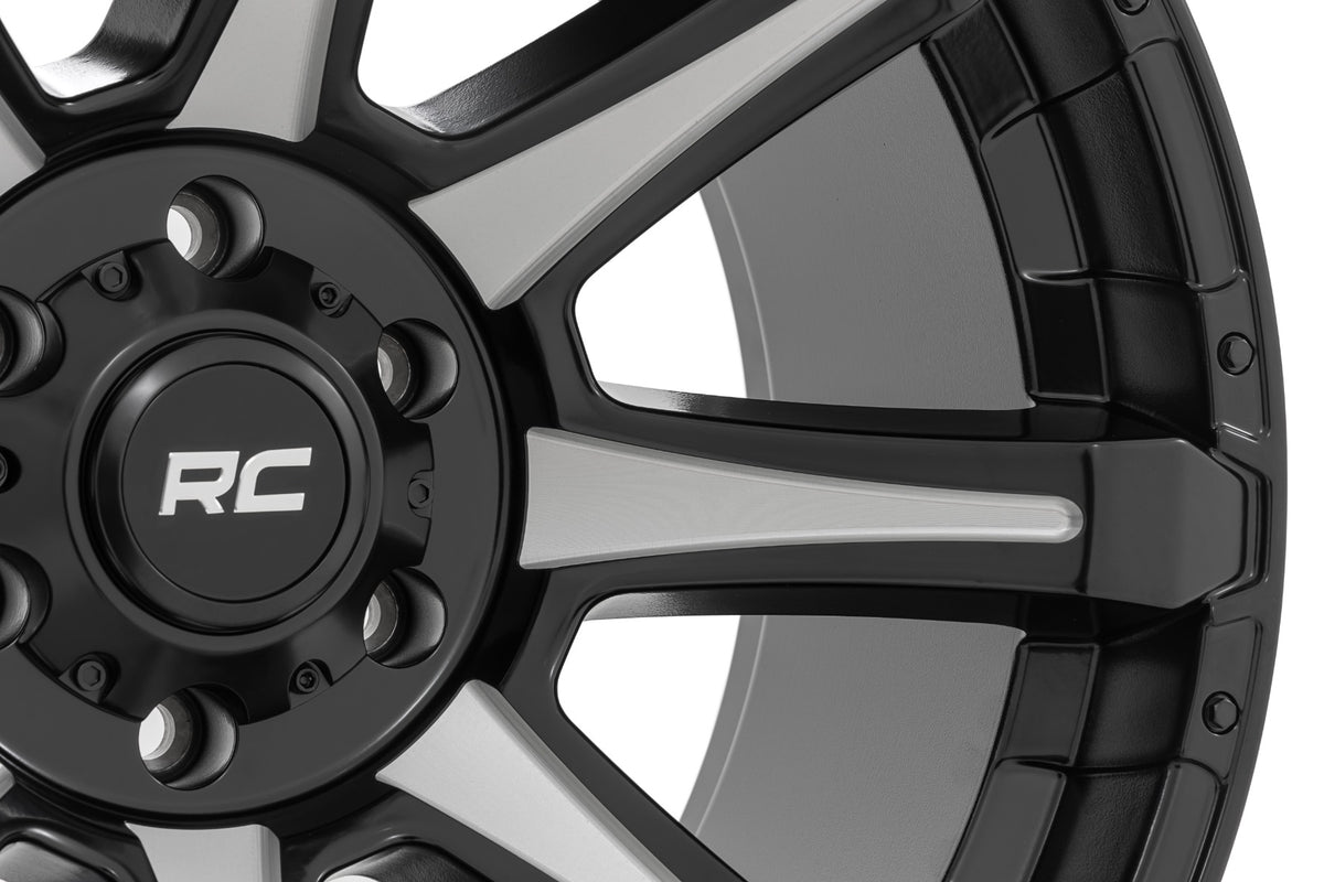 81 Series Wheel One-Piece Semi Gloss Black w/machined spokes 20x10 Rough Country